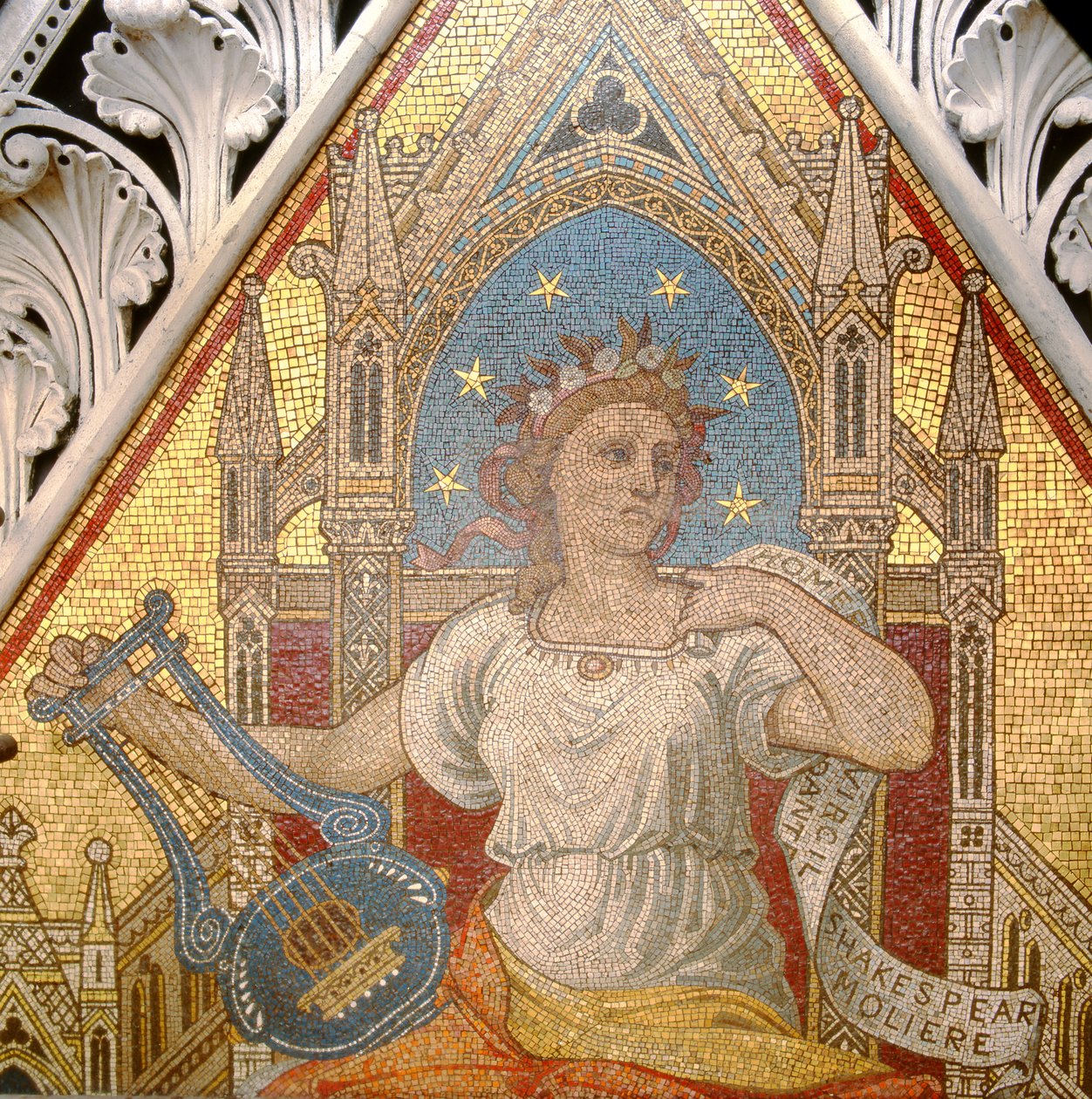 Detalj av poesi fra Albert Memorial, henrettet av Antonio Salviati 1816-90, 1868 mosaikk av John Richard Clayton
