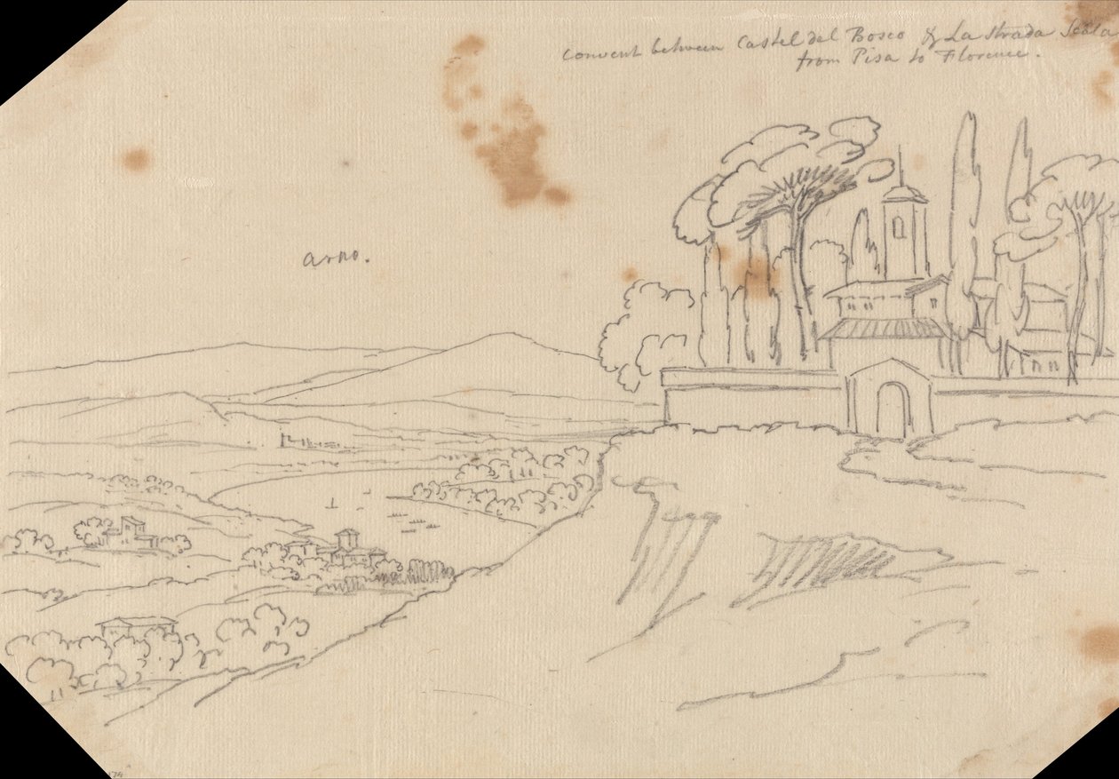 Kloster mellom Castel del Bosco og La Strada Scala av John Robert Cozens