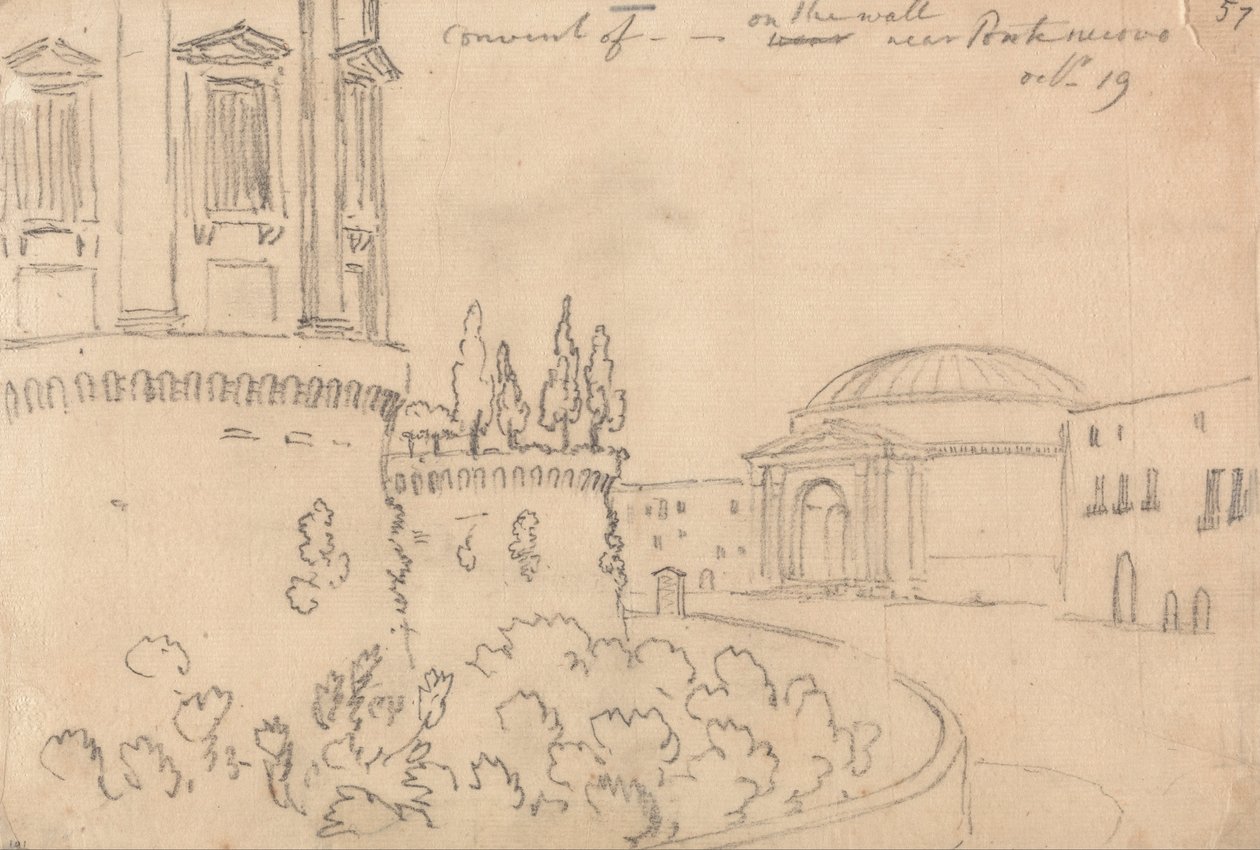 Kloster nær Ponte Nuovo, 19. oktober av John Robert Cozens