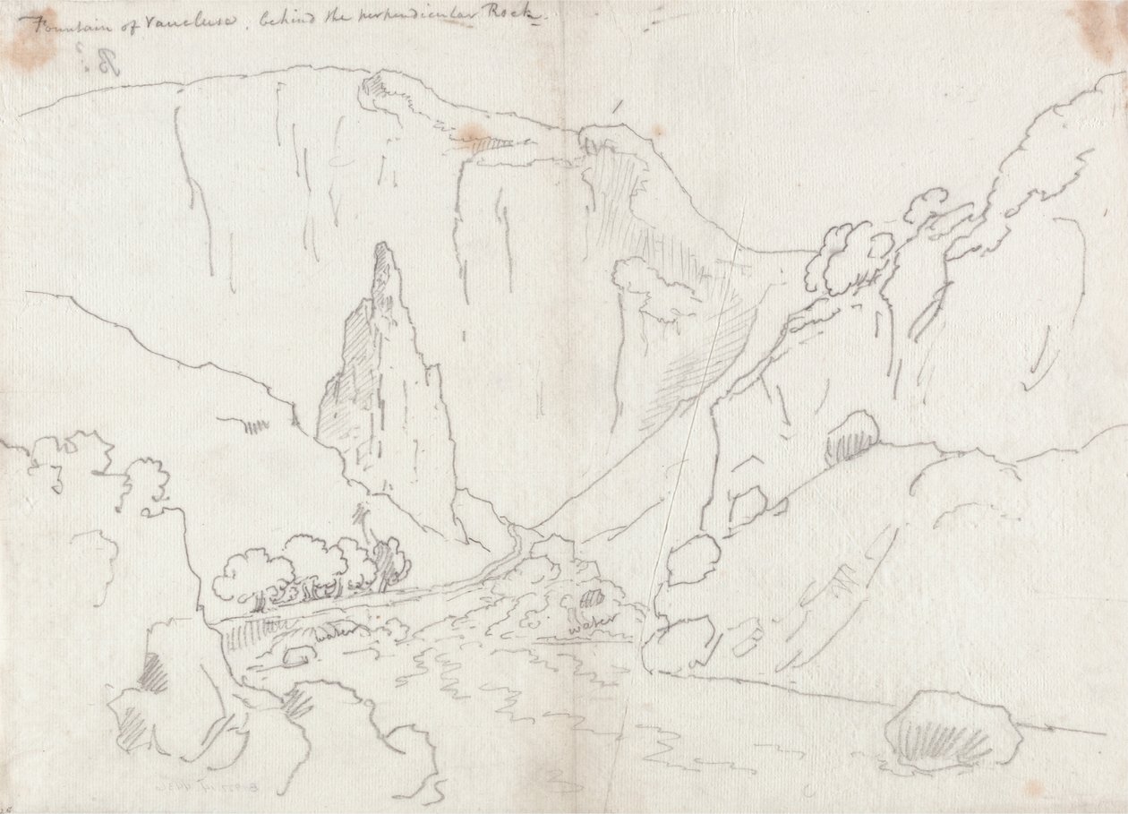 Fonten i Vaucluse, bak den vinkelrette klippen av John Robert Cozens