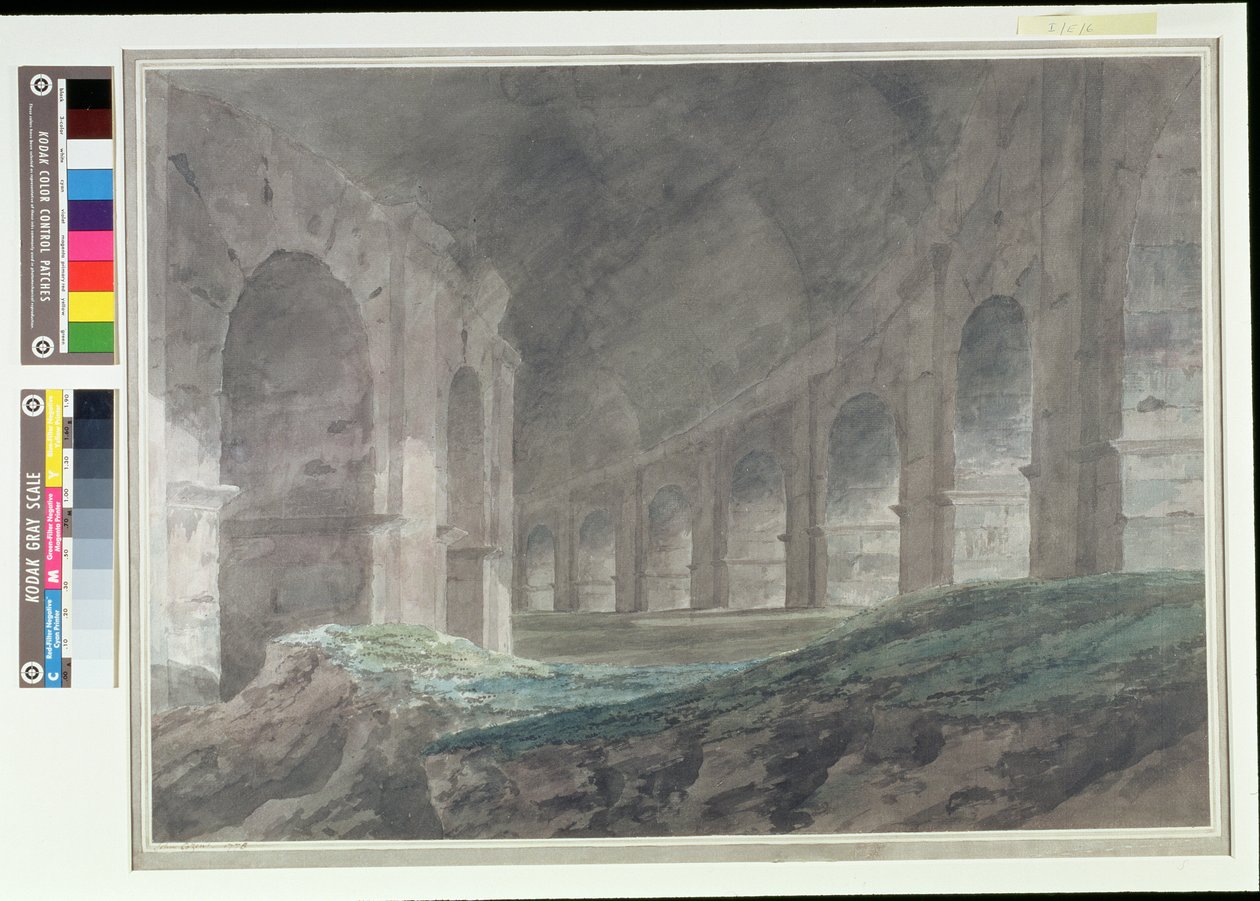 Interiøret i det nedre ambulatoriet til Colosseum, Roma, 1778 av John Robert Cozens