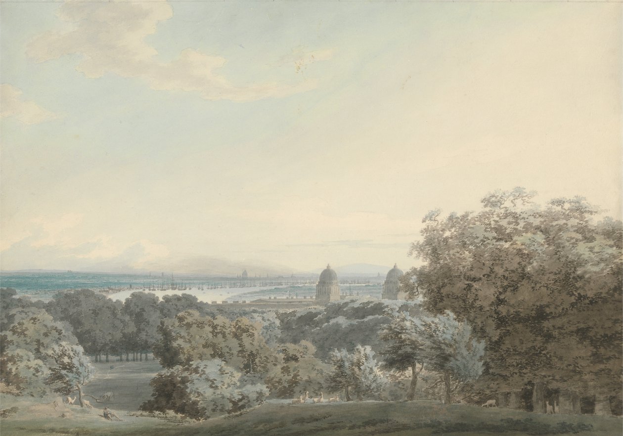 London fra Greenwich Hill av John Robert Cozens