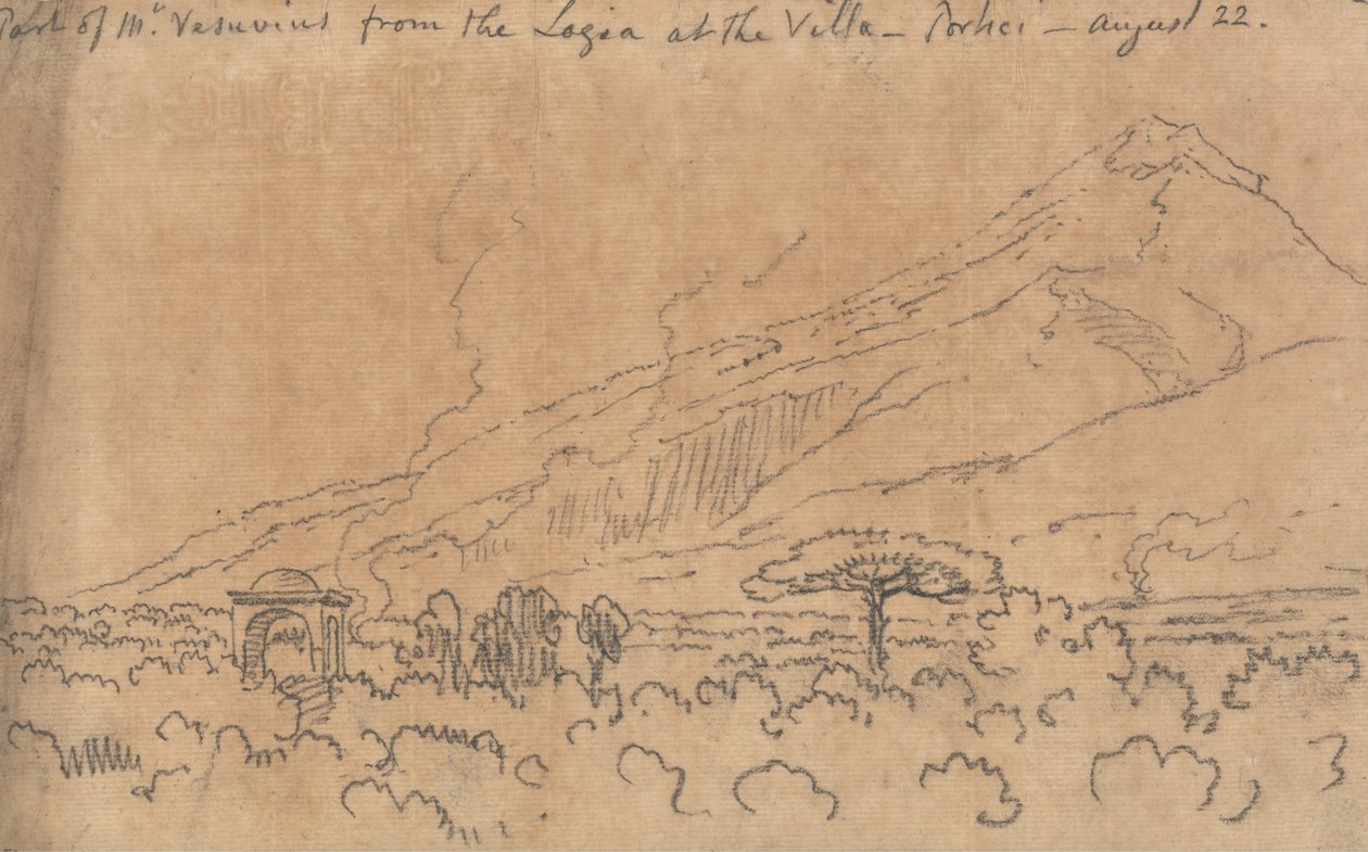 En del av Mount Vesuvius fra Loggia at the Villa, Portici, 22. august av John Robert Cozens