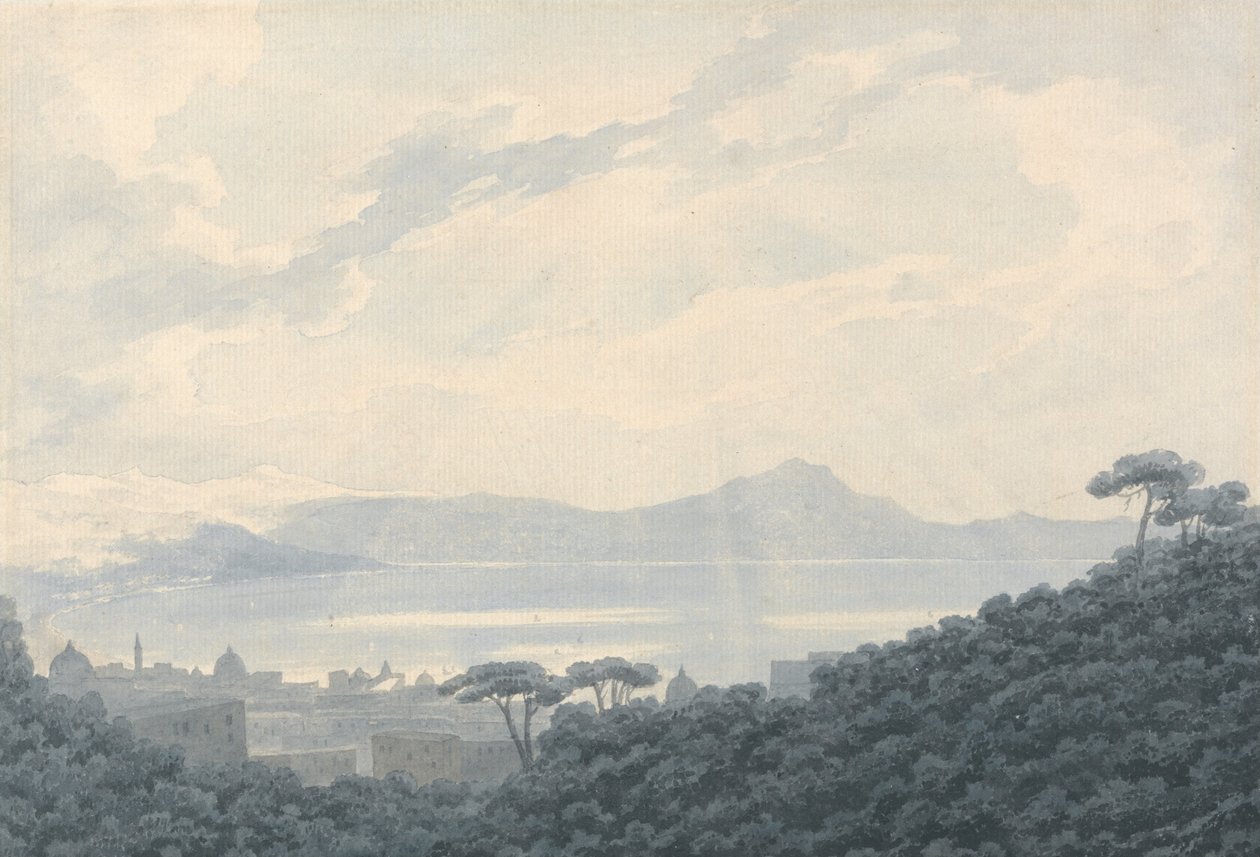 Napolibukten fra Capodimonte, Italia av John Robert Cozens