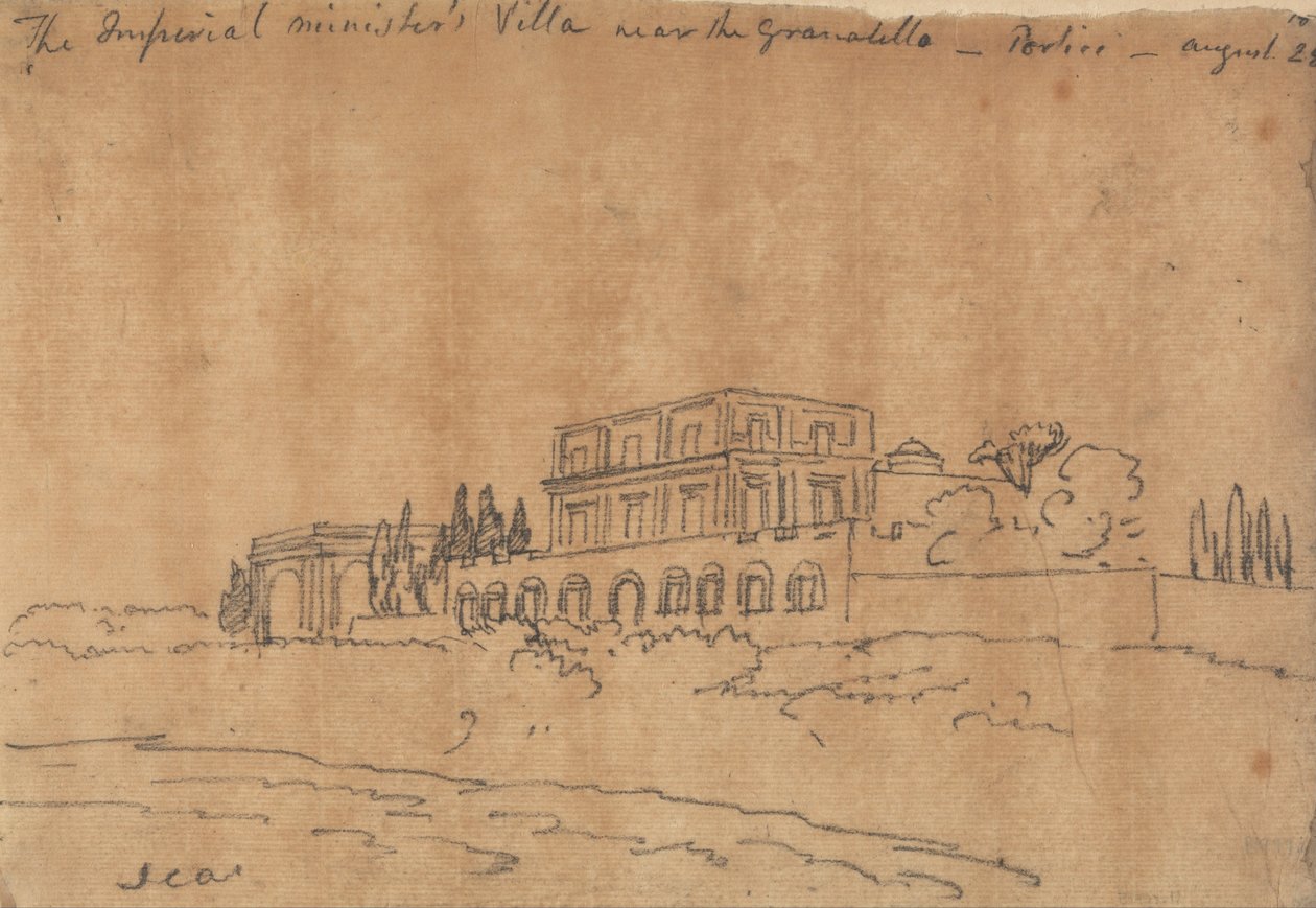 The Imperial Ministers Villa nær Granabello, Portici, 28. august av John Robert Cozens