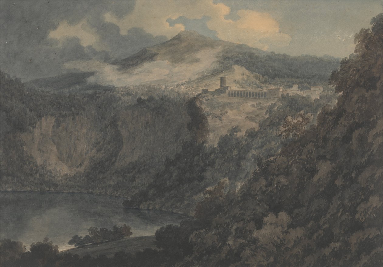 Innsjøen og byen Nemi av John Robert Cozens