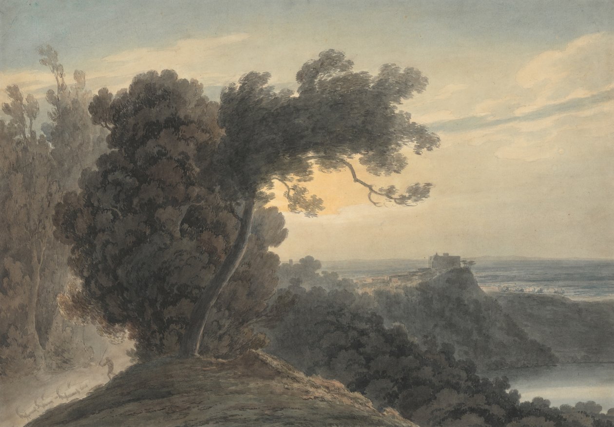 Innsjøen Albano og Castel Gandolfo av John Robert Cozens
