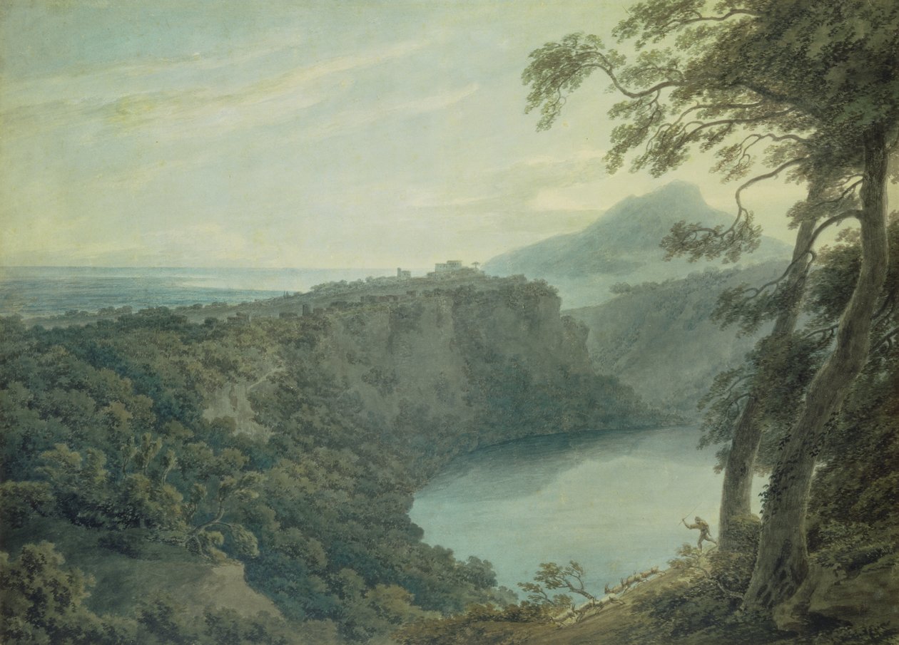 Nemisjøen og byen Genzano, 1700-tallet av John Robert Cozens