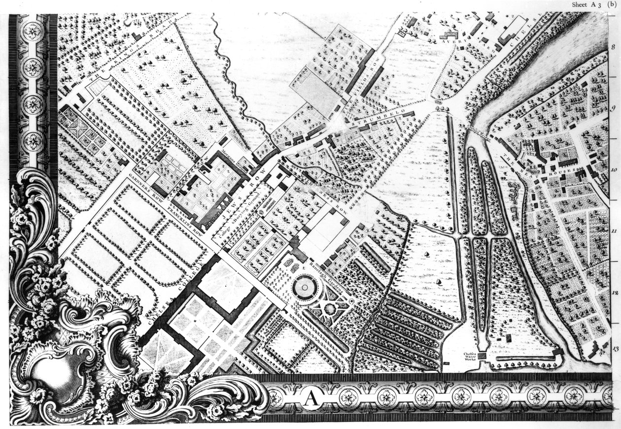 Et kart over Chelsea, 1746 av John Rocque