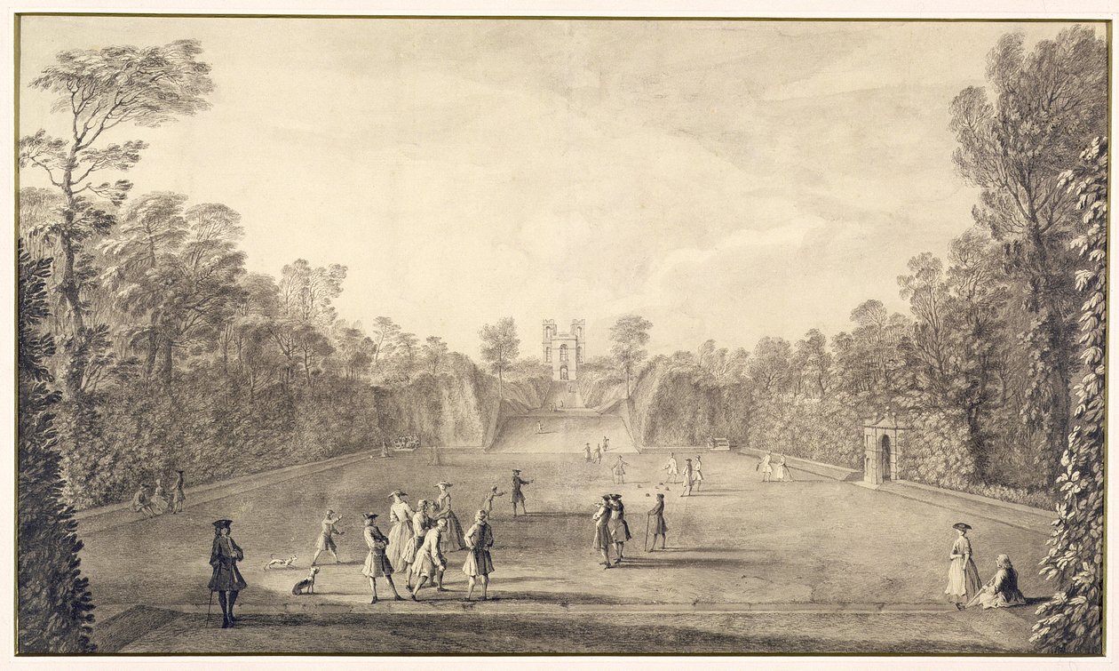 Bowling Green på Claremont, 1738 av John Rocque