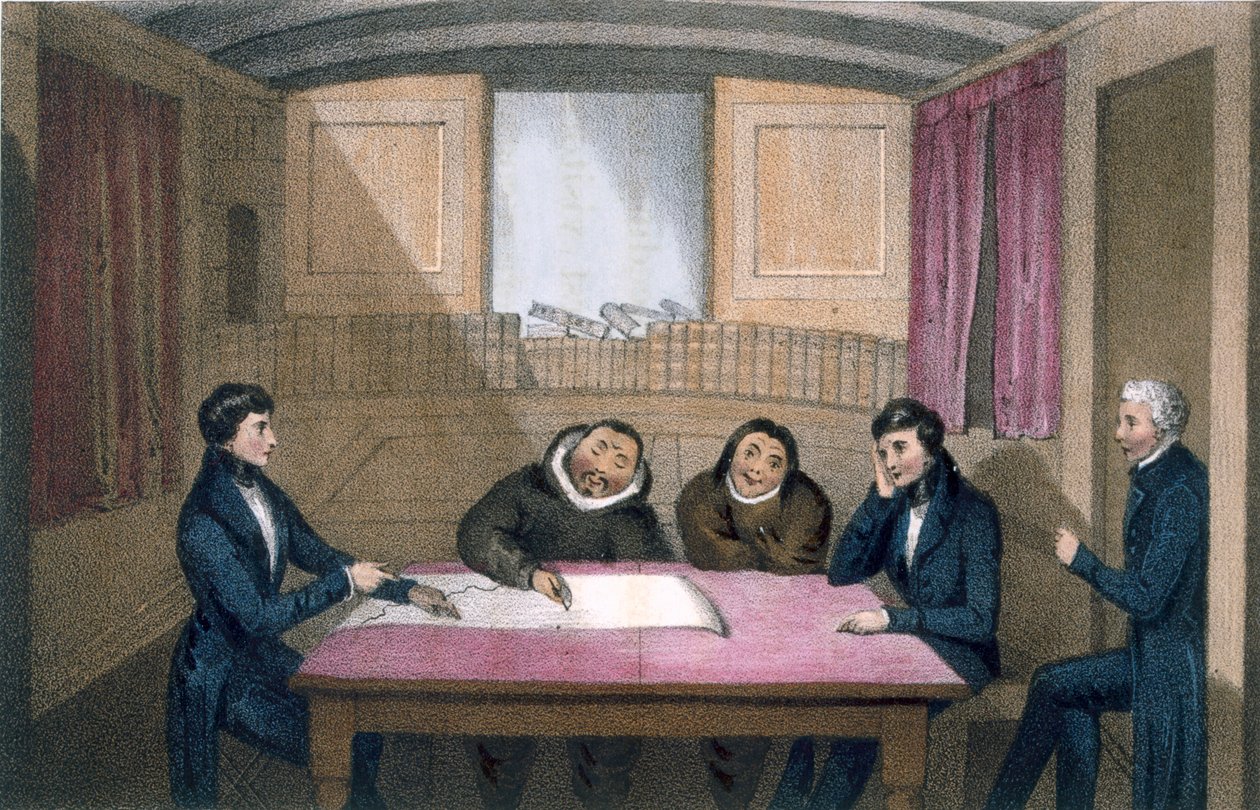 Ikmalick og Apelagliu-tegning i offiserskvarteret, 1835 av John Ross