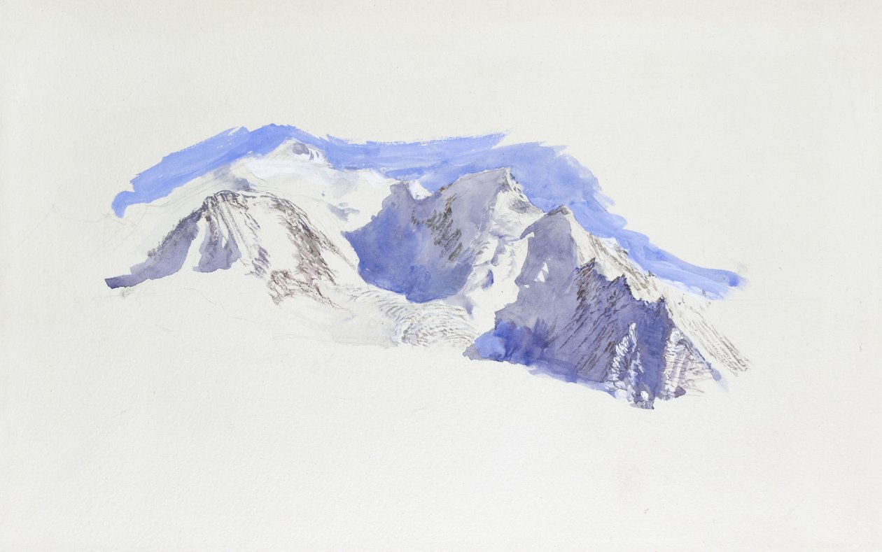 Mont Blanc fra Saint-Martin-sur-Arve, oktober 1874 (akvarell og kroppsfarge over grafitt på vevd papir) av John Ruskin