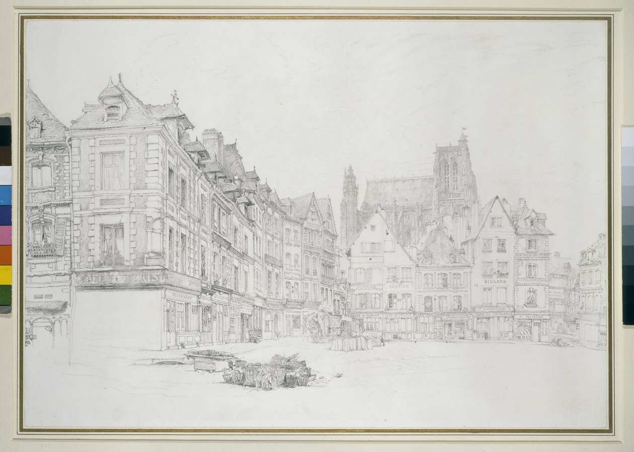 Study for Detail of the Market-Place, Abbeville, september - oktober 1868 grafitt på off-white papir av John Ruskin