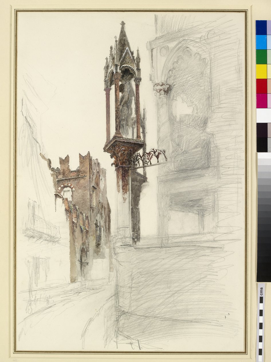 Graven til Cansignorio (d.1375), Santa Maria Antica, Verona (blyant og wc på papir) av John Ruskin