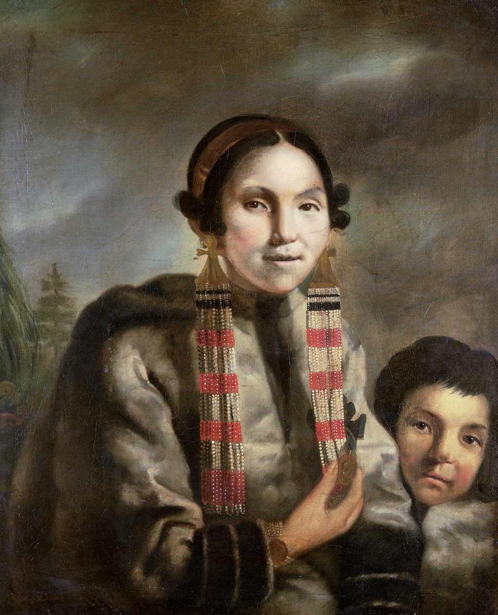 Portrett av Micoc og hennes sønn Tootac, ca. 1769 av John Russell