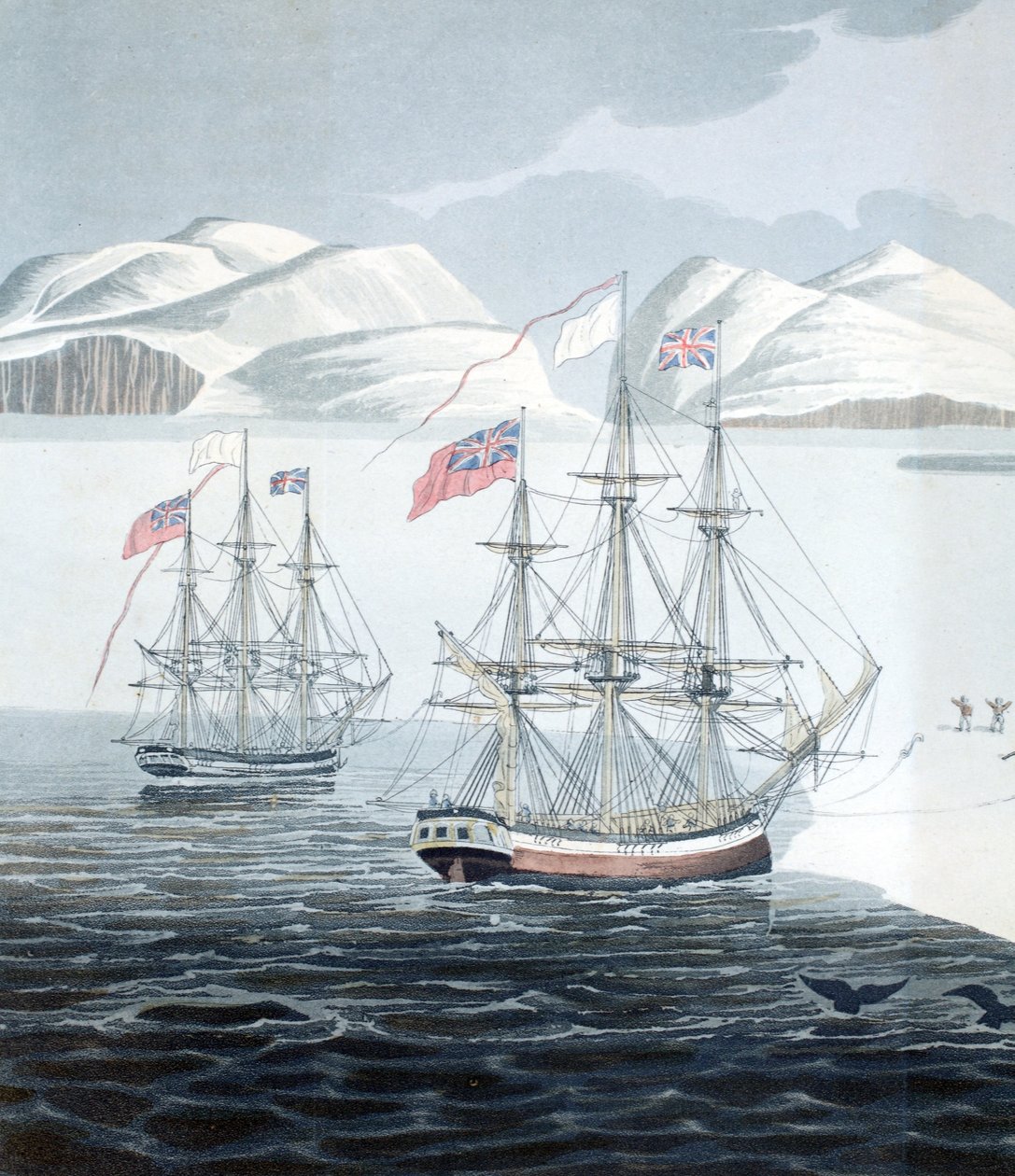 Første kommunikasjon med de innfødte på Prince Rupert Island, illustrasjon fra "A Voyage of Discovery...", 1819 av John Sackheouse