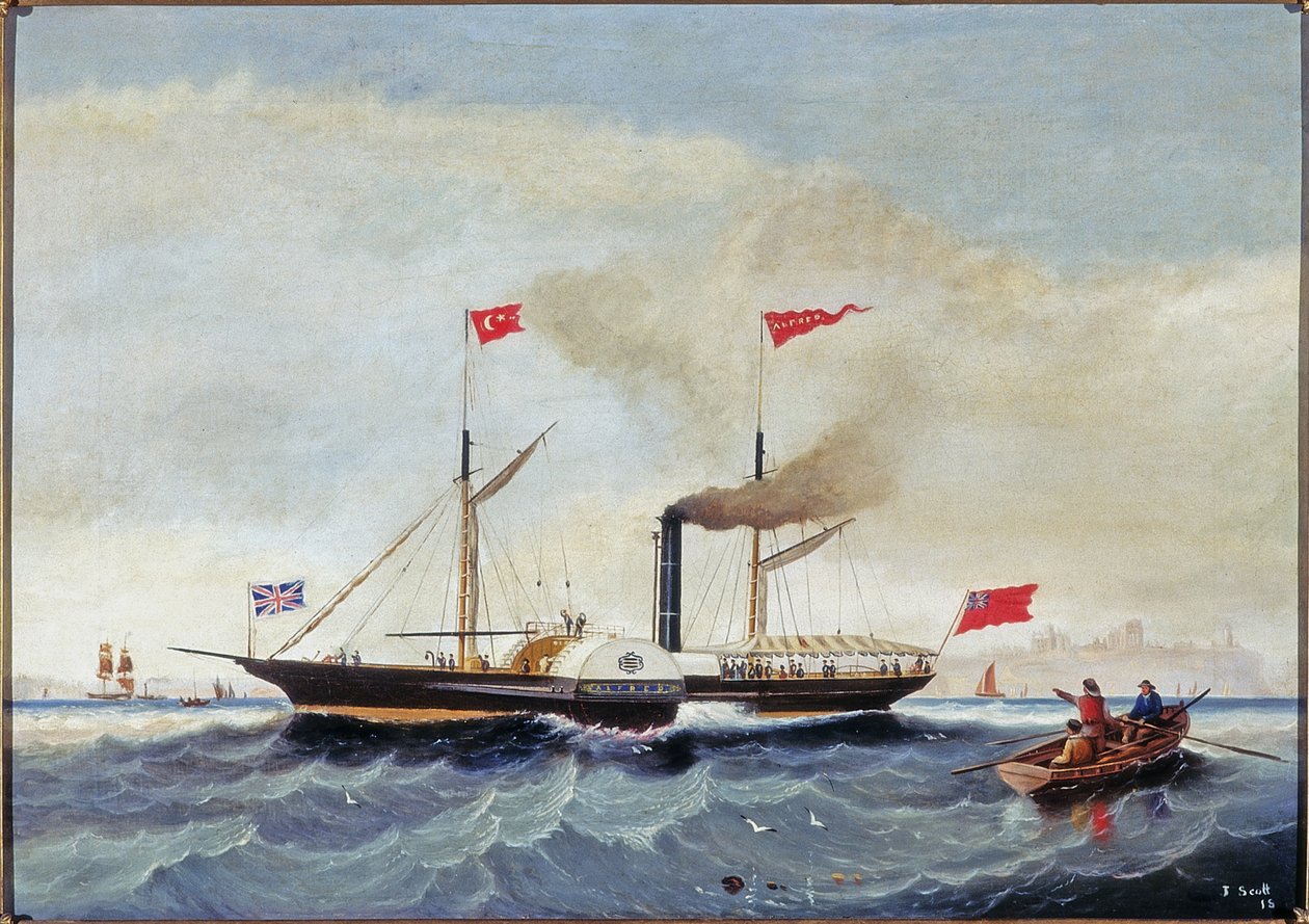 Steam Tug 'Alfred' utenfor Tynemouth, ca. 1856 av John Scott