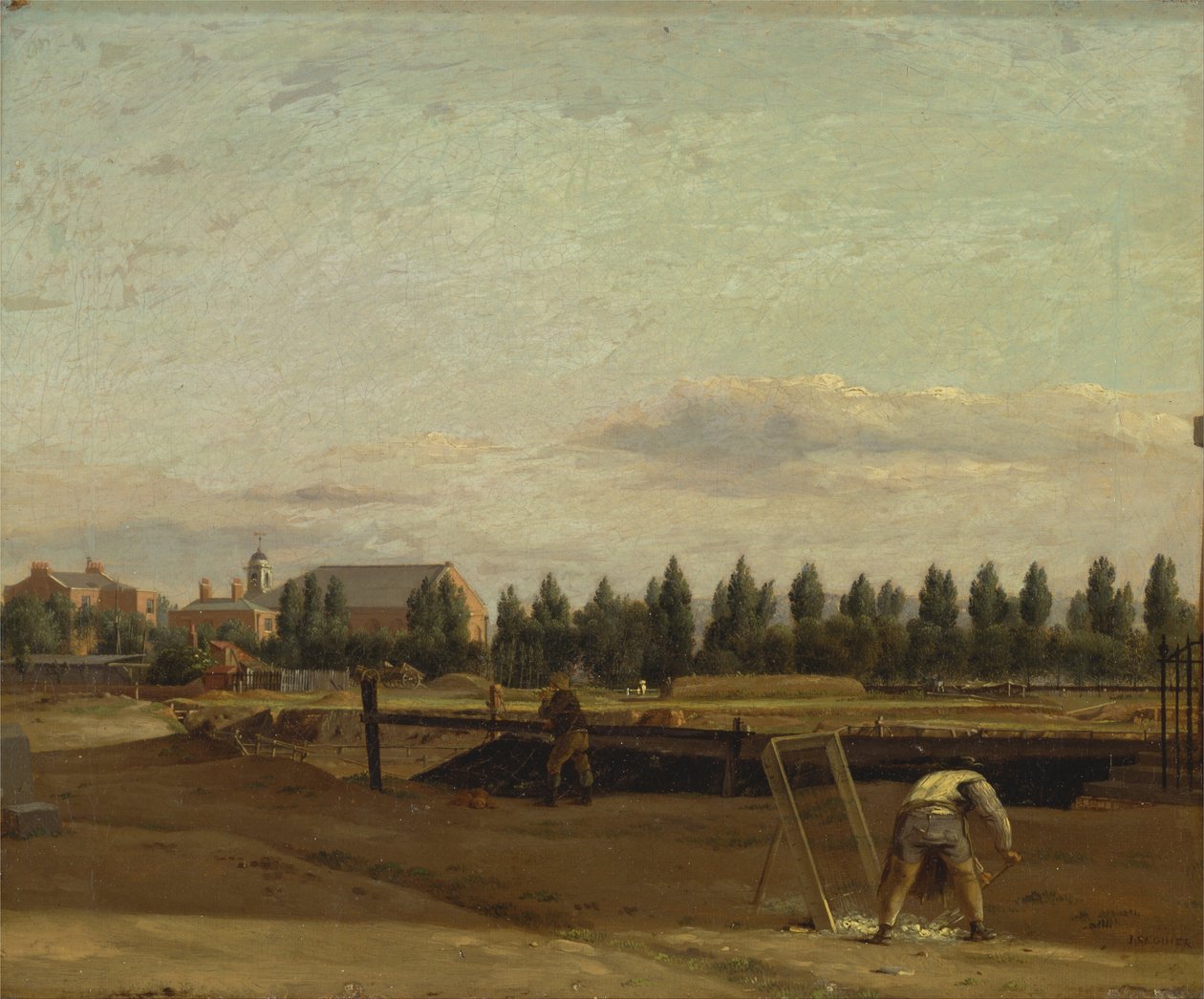 Utgravning av Regents -kanalen, med utsikt over Marylebone -kapellet av John Seguier