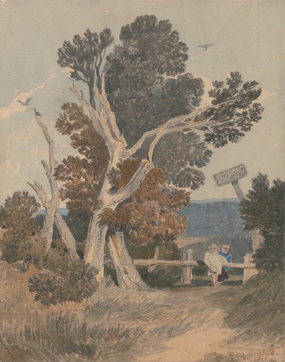 En gruppe trær ved et gjerde av John Sell Cotman