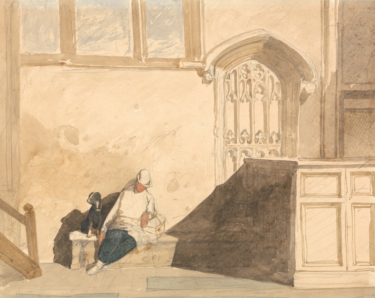 Erend Boy Sove in a Church av John Sell Cotman
