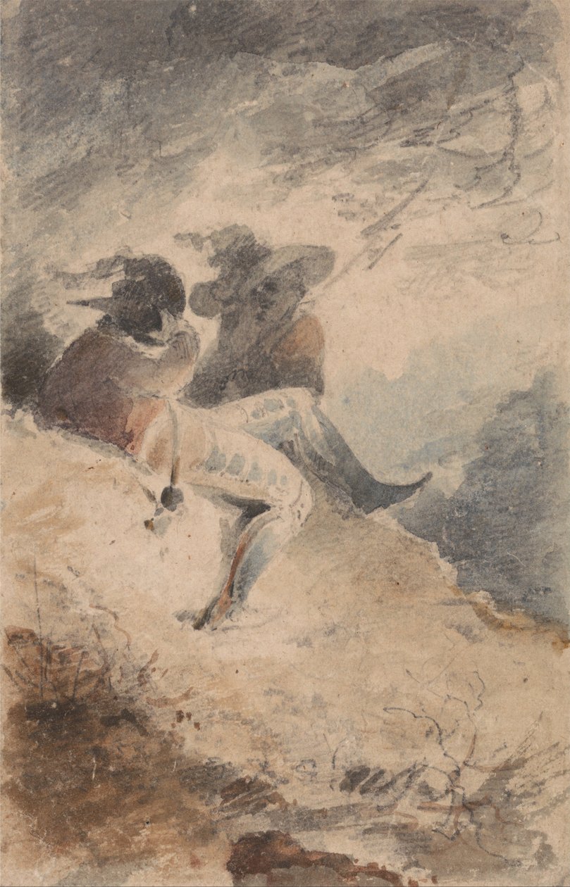 Fantastiske figurer som sitter på en haug av John Sell Cotman