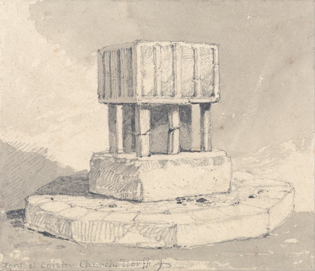 Font i Caister Church, Norfolk av John Sell Cotman