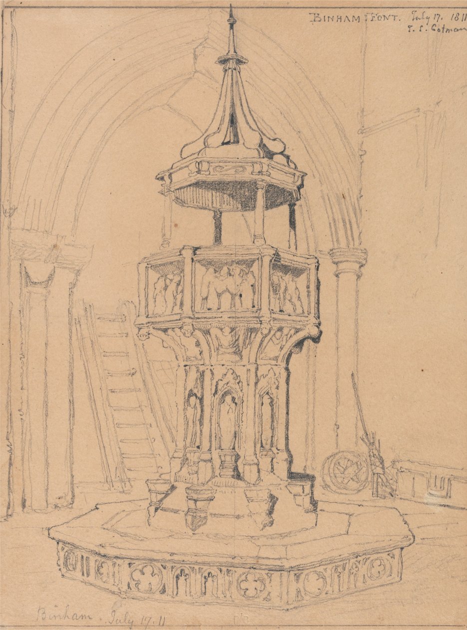 Font i Binham Church, Norfolk av John Sell Cotman