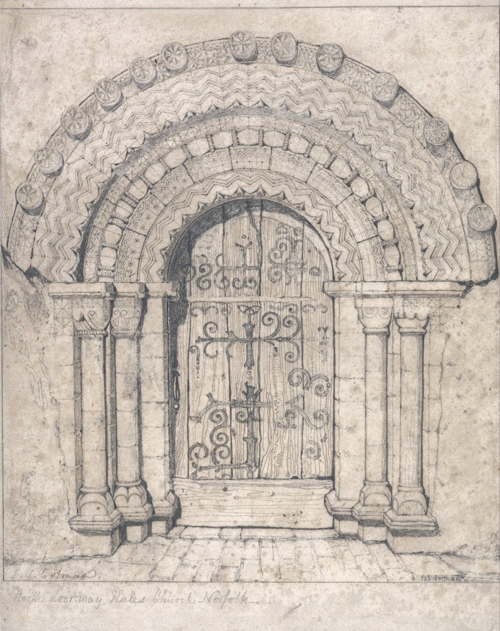 North Doorway of Hales Church, Norfolk av John Sell Cotman