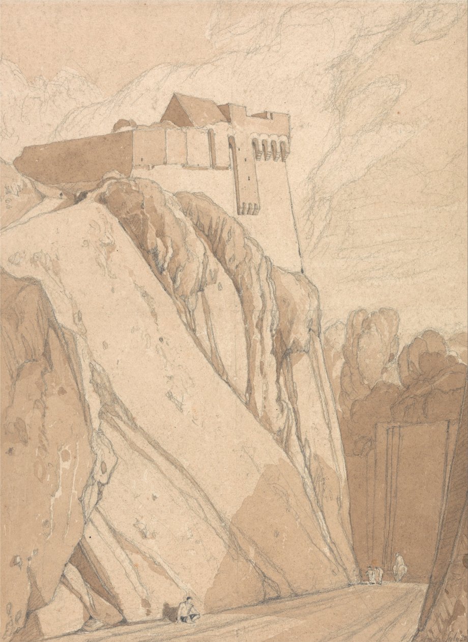 En del av de gamle festningsverkene i Saint Lo, Normandie av John Sell Cotman