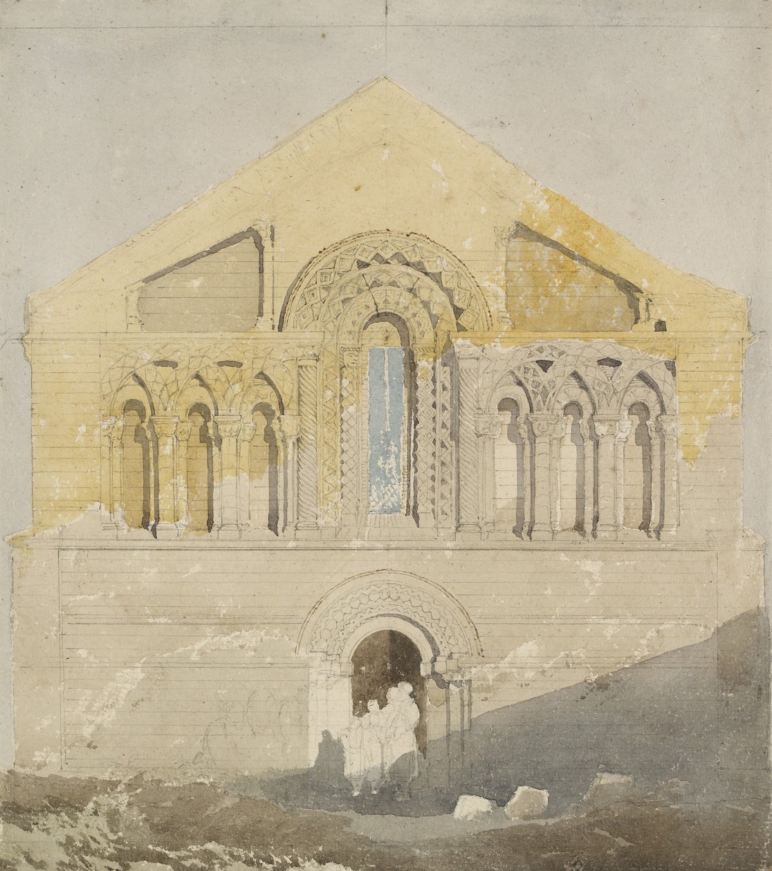 West Front of Castle Rising Church, Norfolk (akvarell med grafitt) av John Sell Cotman