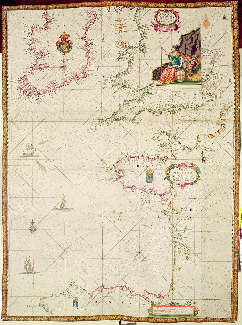 Ms 1288 Kart over havkystene i England og Irland og av Biscayabukta av John Seller