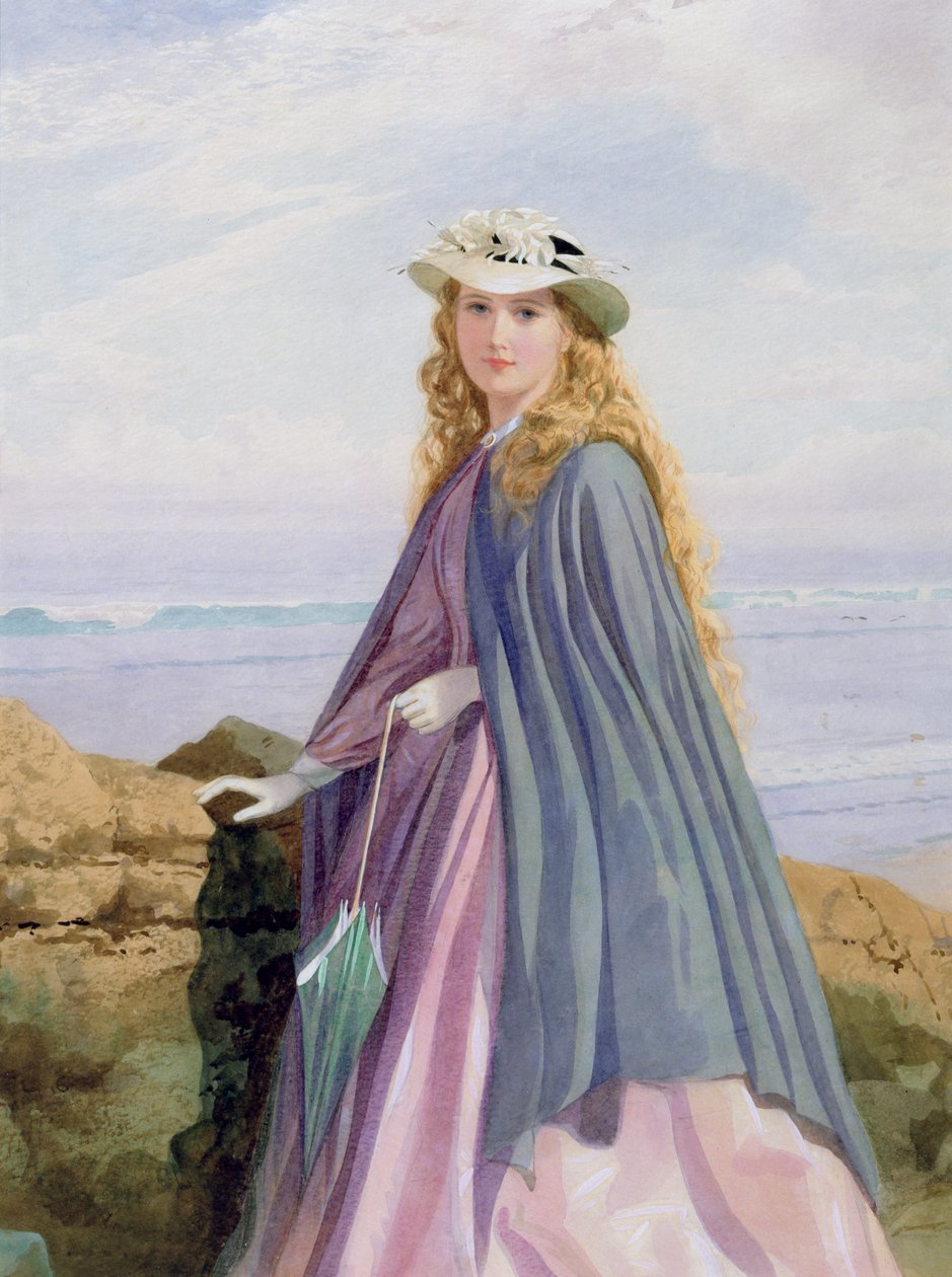 A Lady by the Sea (wc, blyant og gouache) av John Simmons
