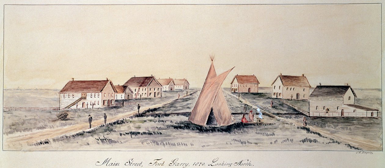 Main Street, Fort Garry (wc på papir) av John Simpson