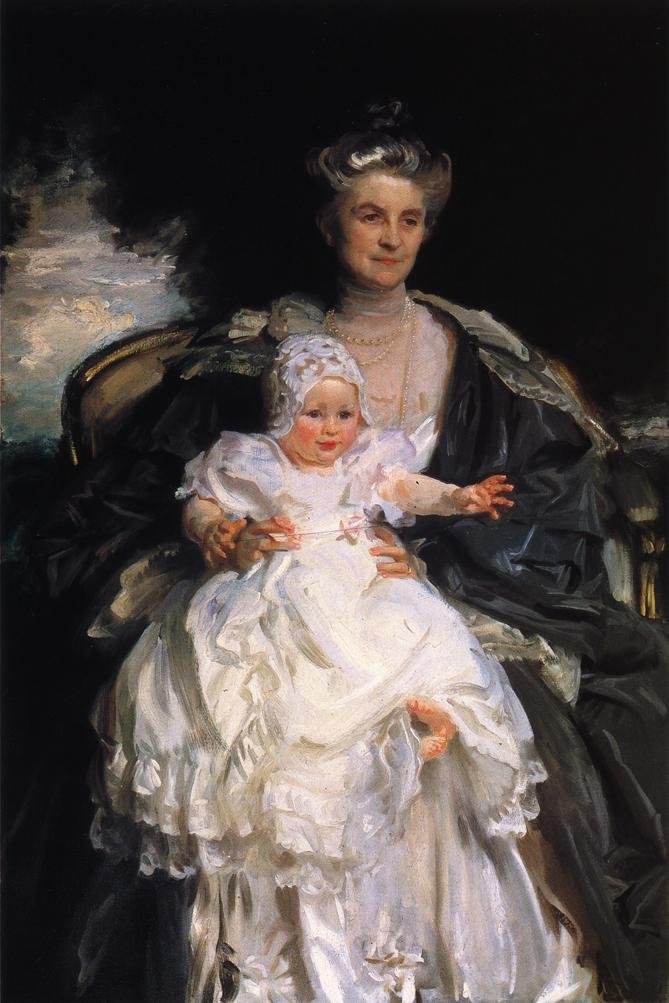 Mrs. Henry Phipps og hennes barnebarn Winston. Maleriet av Sargent av Mrs. Phipps og Winston Guest henger i Phipps spisestue i Old Westbury Gardens, Old Westbury, Long Island, NY, som nå er åpent for publikum. I følge plaketten det w av John Singer Sargent