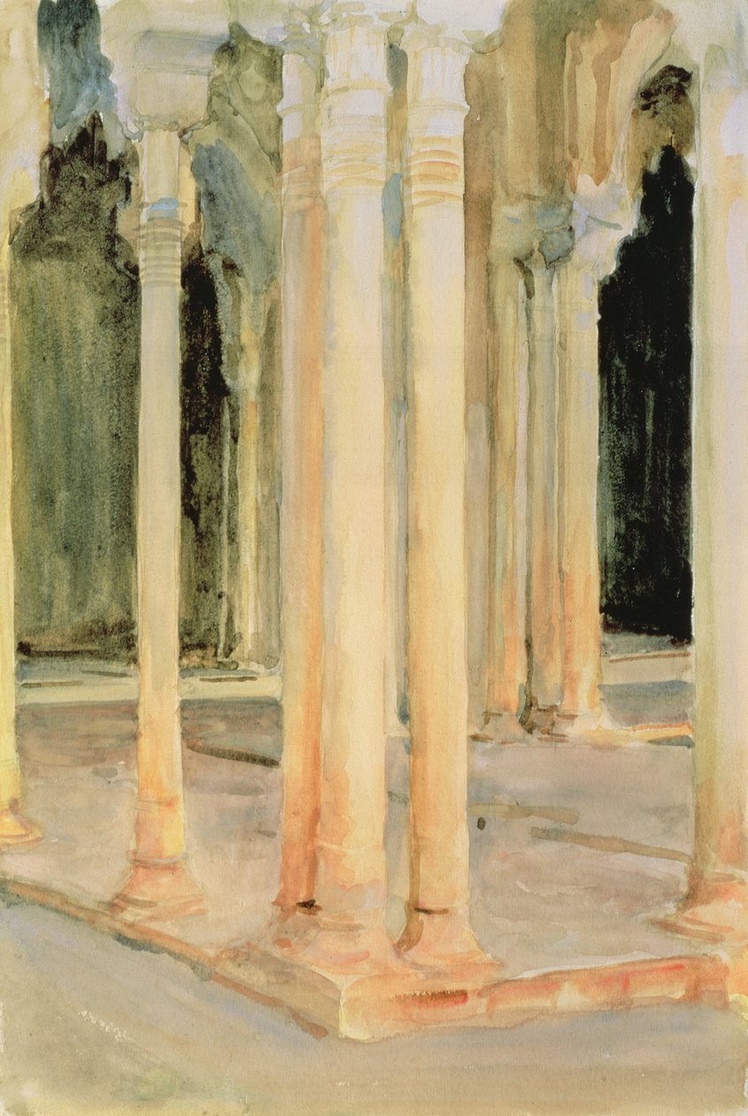 Court of the Lions, ca. 1912 (wc på papir) av John Singer Sargent