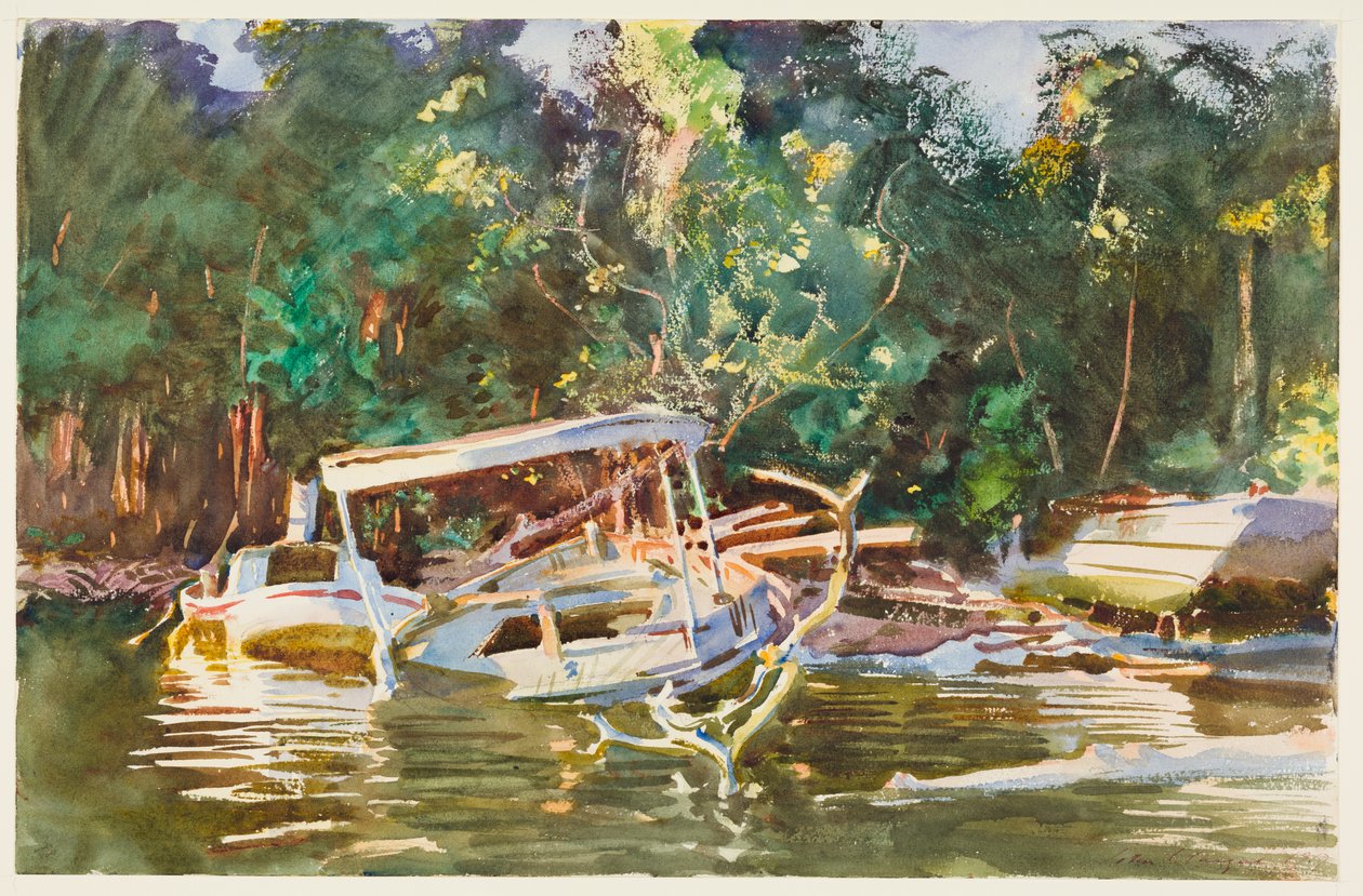 Derelicts, 1917 (wc over grafitt på medium, teksturert off-white vevd papir) av John Singer Sargent