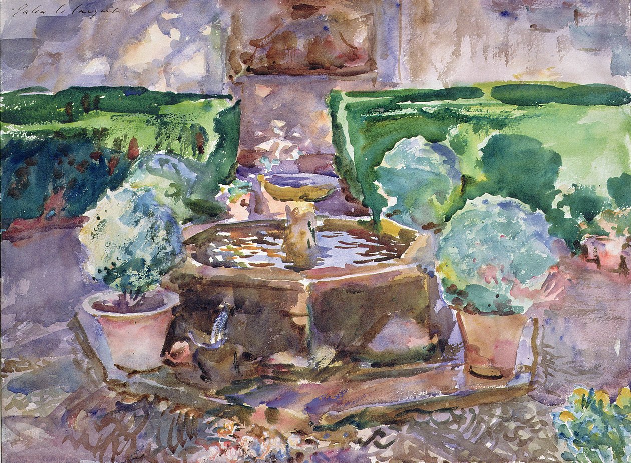 Fontener i Generalife, Granada (akvarell på papir) av John Singer Sargent