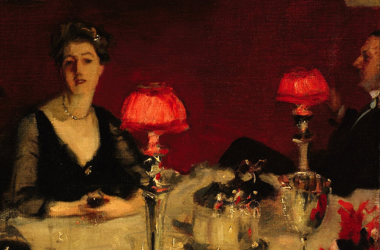 Le Verre de porto: detalj av Albert og Edith Vickers av John Singer Sargent