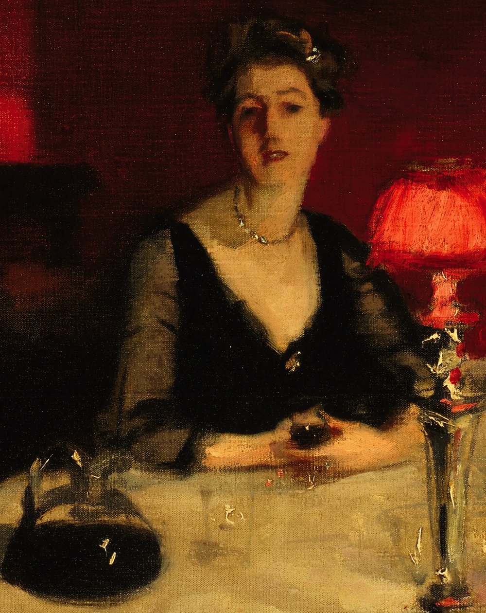 The Glass of Port: detalj av Edith Vickers av John Singer Sargent