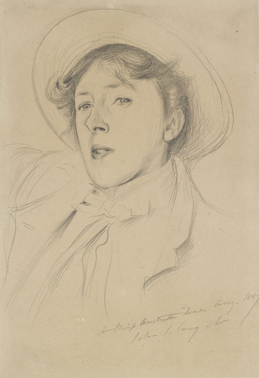 Portrett av Vernon Lee, 1889 (grafitt på blekt brunpapir) av John Singer Sargent