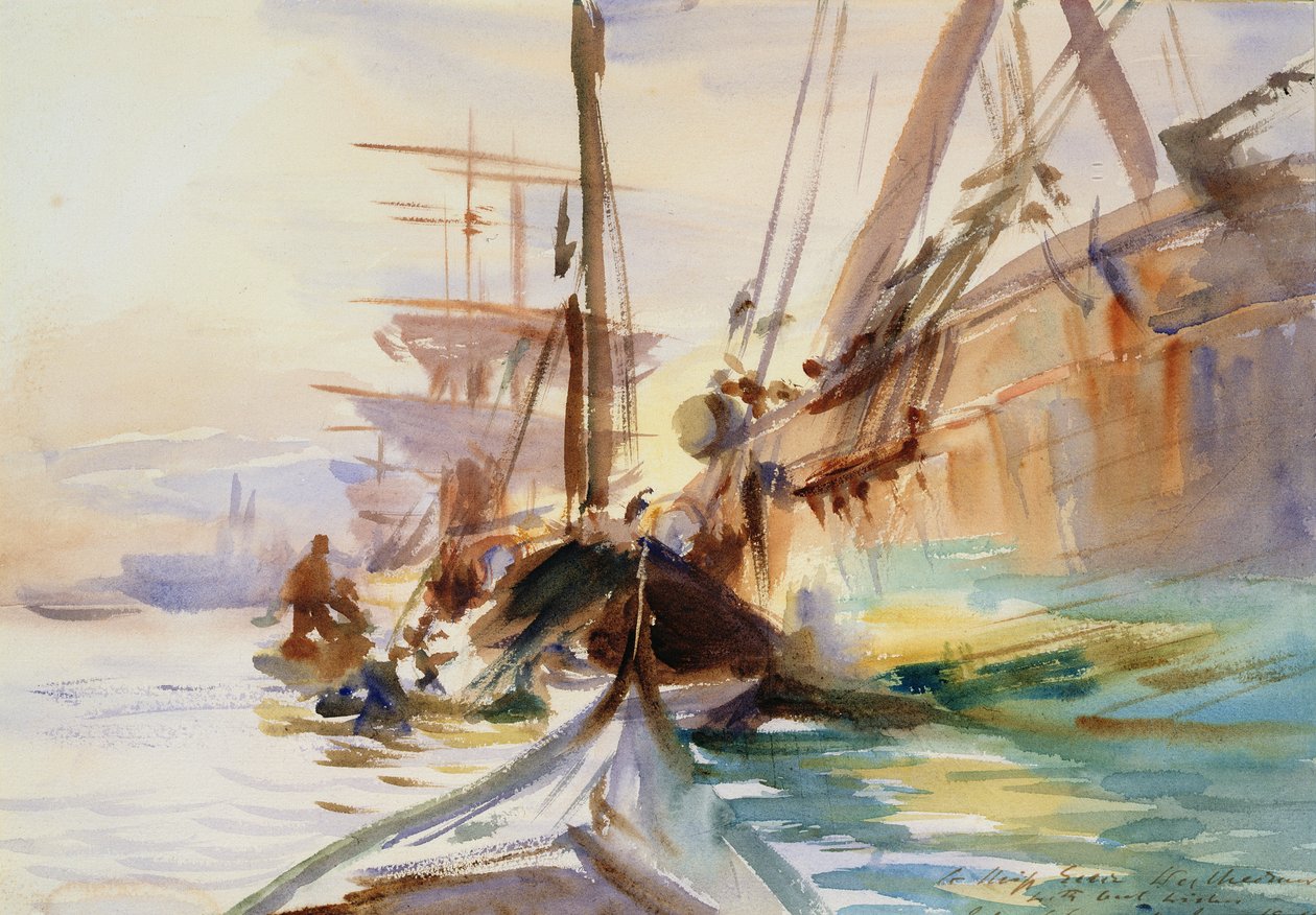 Lossing av båter i Venezia, 1904 av John Singer Sargent
