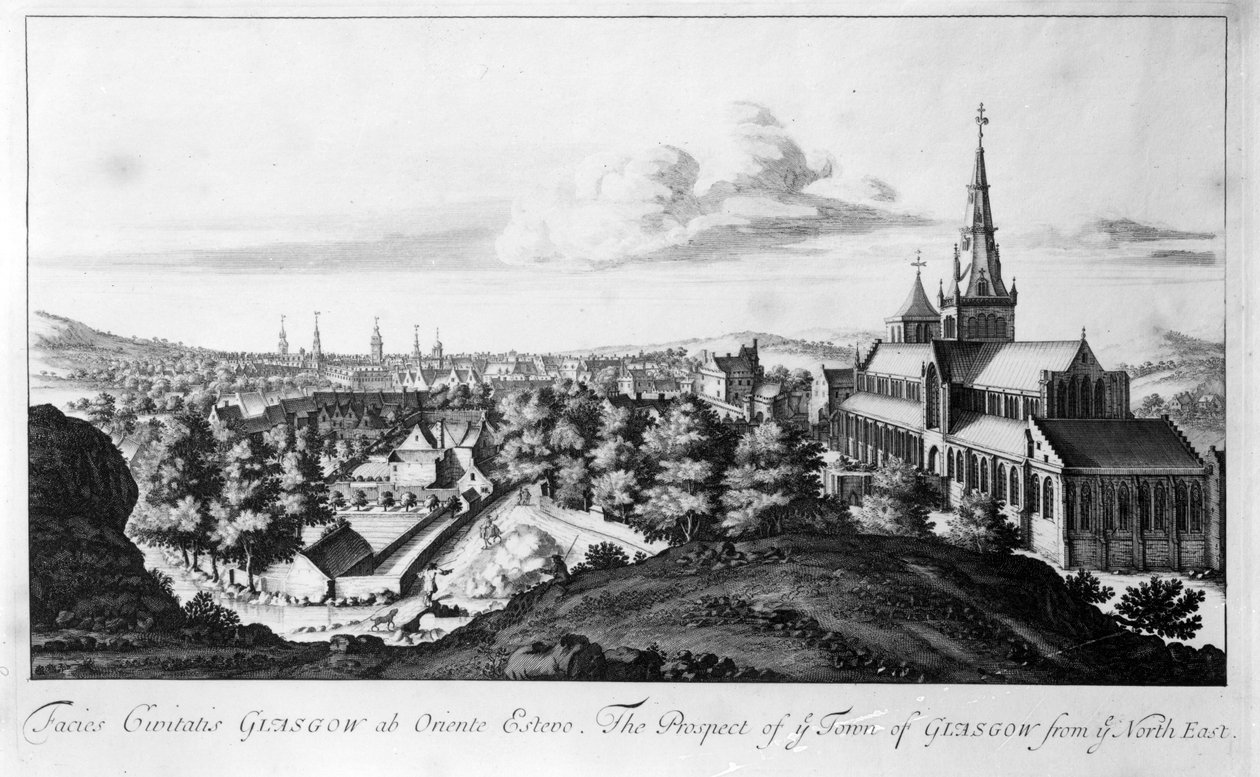 The Prospect of ye Town of Glasgow from ye North East, fra 