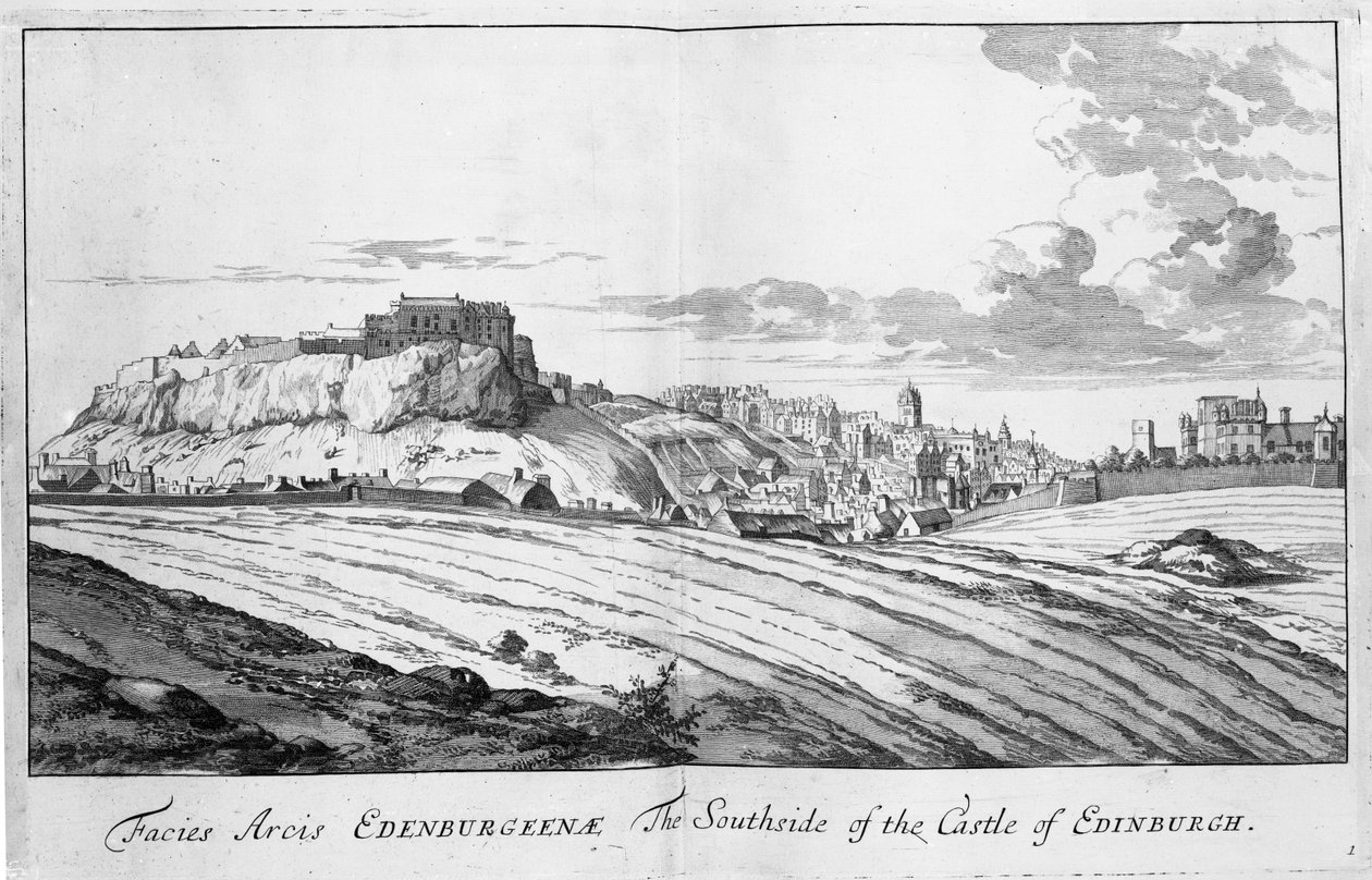 Sørsiden av slottet i Edinburgh, fra 