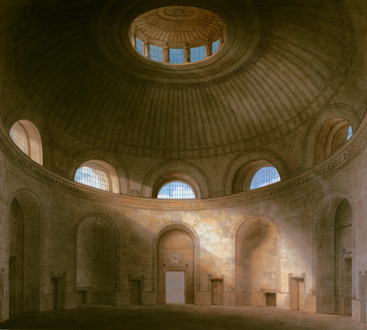 John Soane: Rotunda of the Bank of England, 1798 (penn og blekk med wc på papir) av John Soane