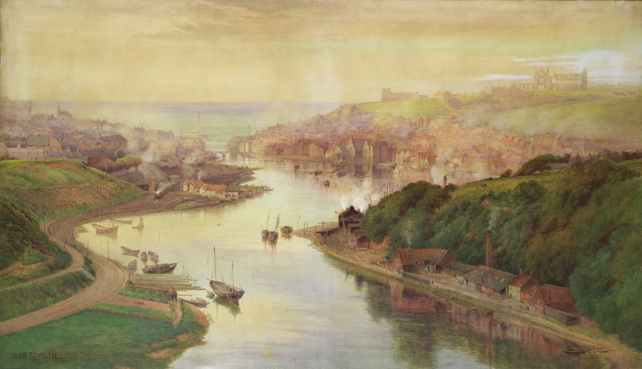 Whitby fra Larpool (wc) av John Sowden