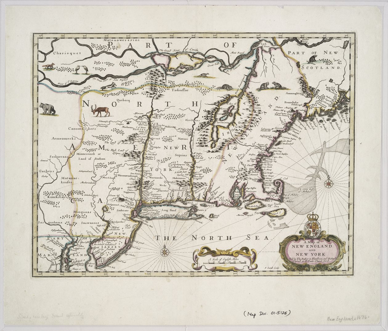 Et kart over New England og New York fra John Speed
