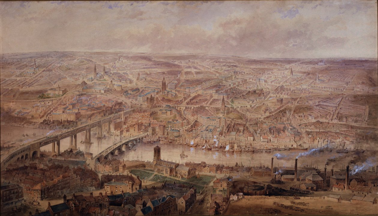 Newcastle upon Tyne i regjeringen til dronning Victoria (wc på papir (på kort)) av John Storey