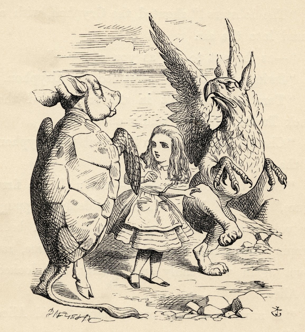 Alice with the Gryphon and the Mock Turtle, fra 