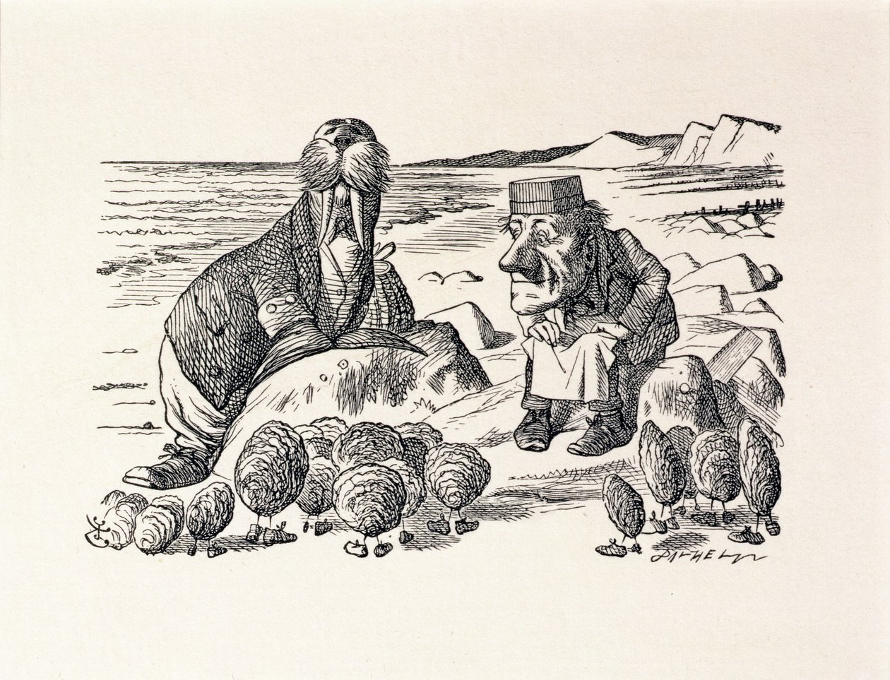 Men vent litt, illustrasjon fra "Through the Looking Glass" av Lewis Carroll av John Tenniel