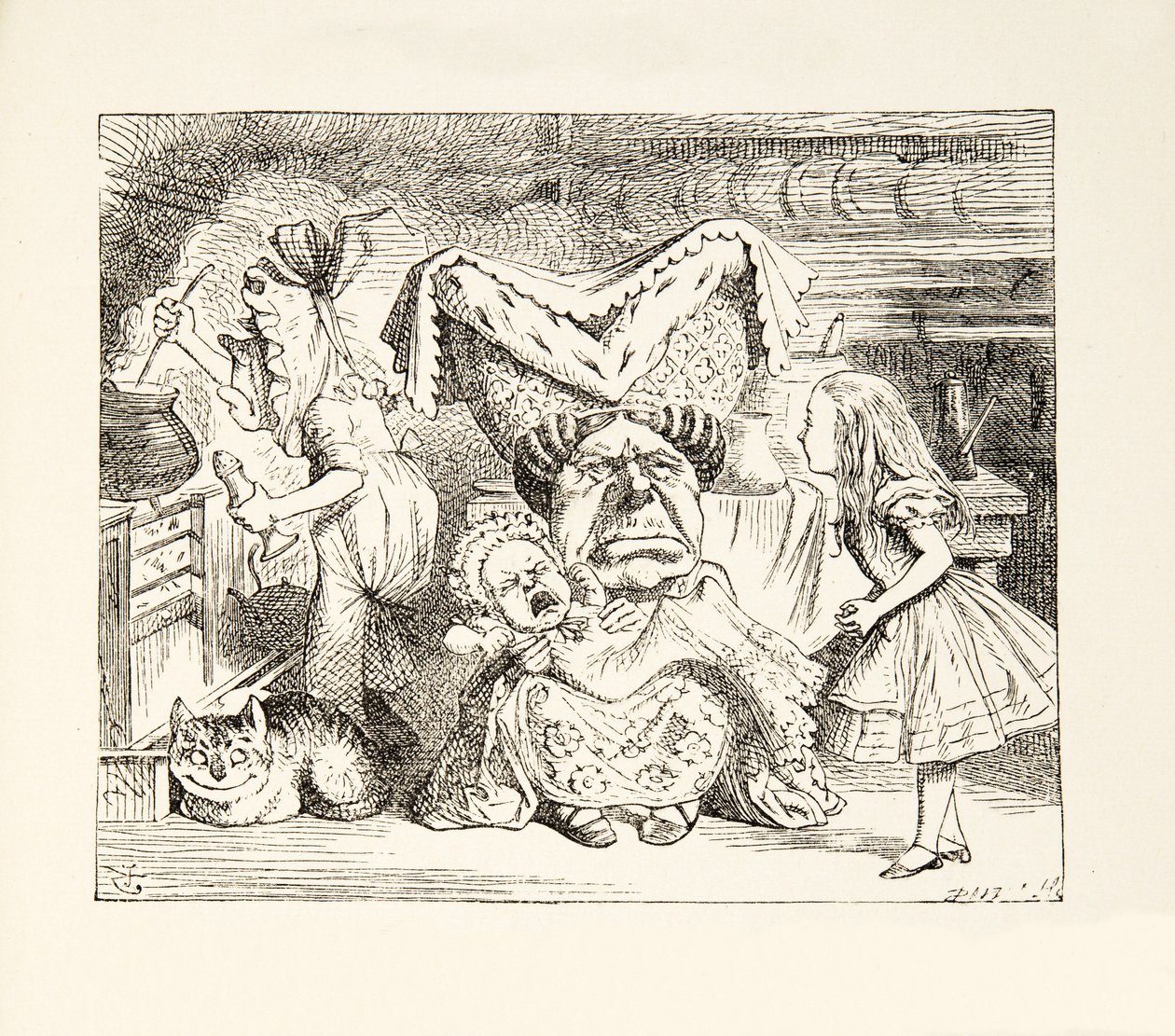 Hertuginnen med sin familie, fra Alices Adventures in Wonderland av Lewis Carroll (1832 - 98), utgitt 1891 av John Tenniel